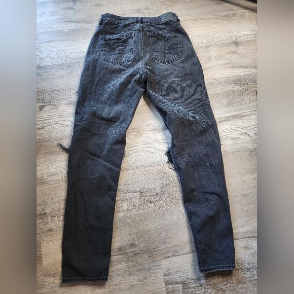 American Eagle Outfitters Distressed  Black Wash Denim Long Skinny Jeans - Picture 6 of 10